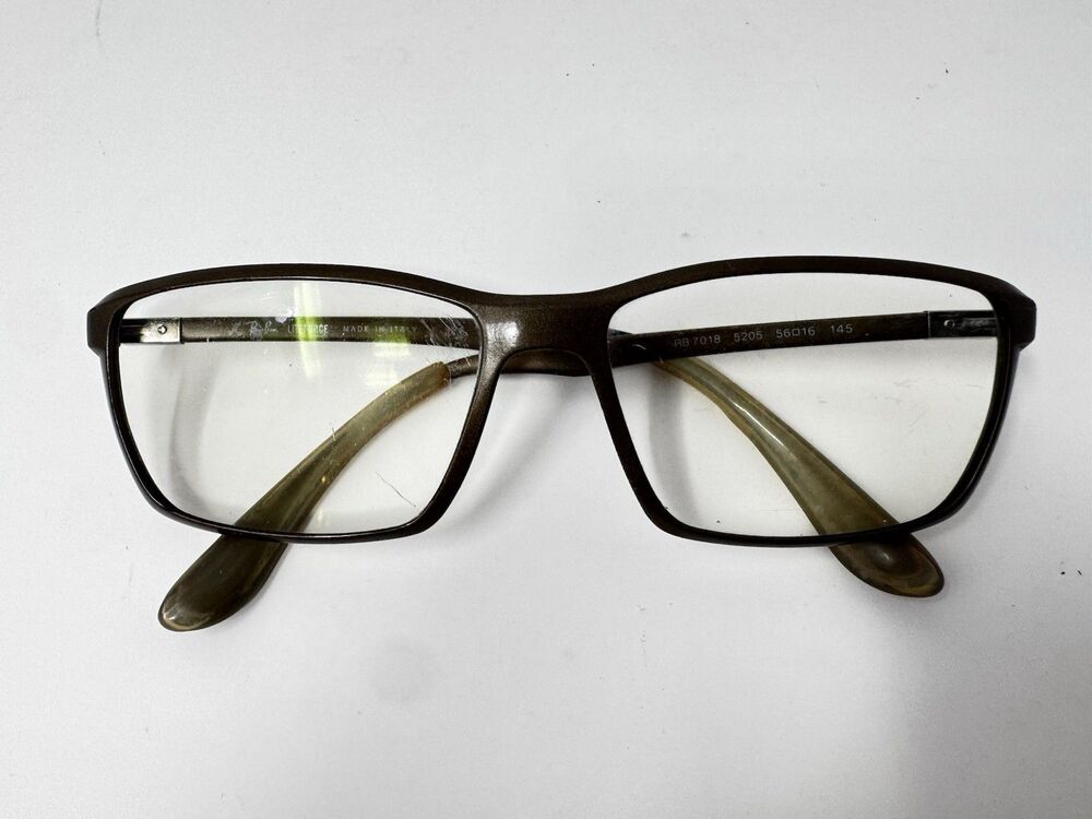 Ray-Ban RB7018 5205 Brown Liteforce Eyeglass Frames 56-16-145 Italy Made